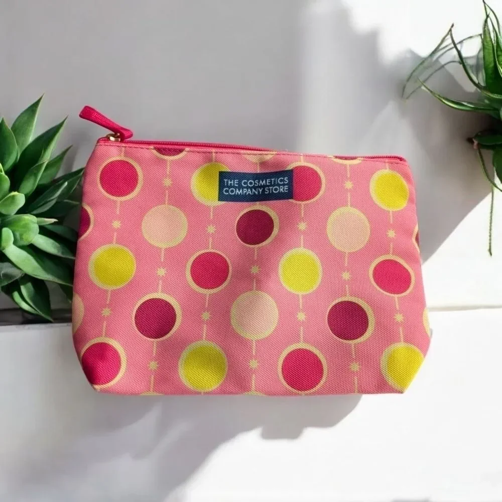 The Cosmetic Company Store Pink and Yellow Cosmetic Pouch (New)